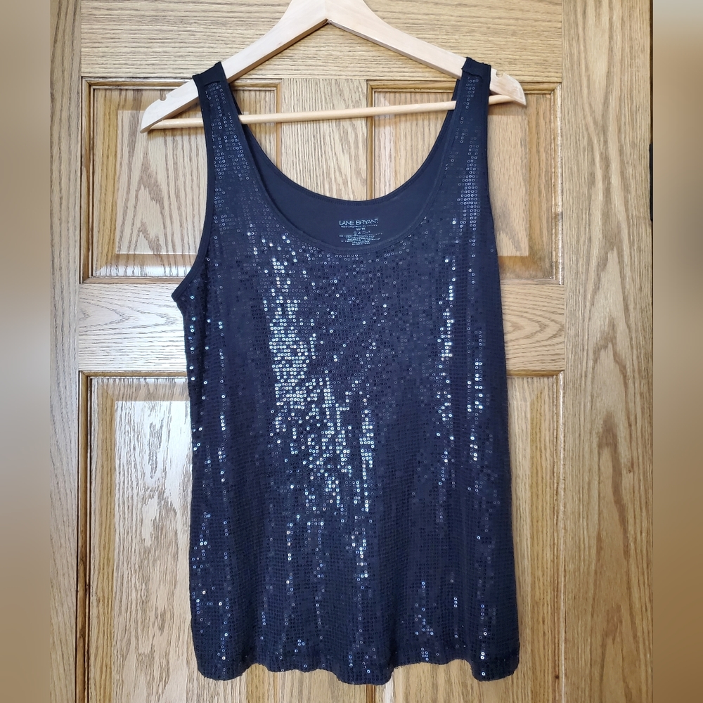 Lane Bryant Black Sequin Tank 14/16.